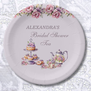 Lilac Pink Floral Tea Party Bridal Shower Paper Plates