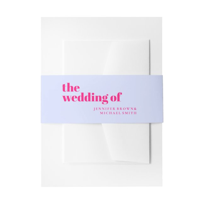Lilac Pink formal modern Wedding Invitation Belly Band
