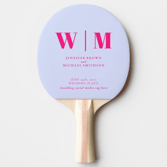 Lilac Pink Formal Simple Fun Wedding Name Ping Pong Paddle (Front)
