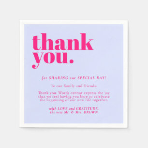 Lilac Pink Formal Thank Minimalist Decor Wedding Napkins
