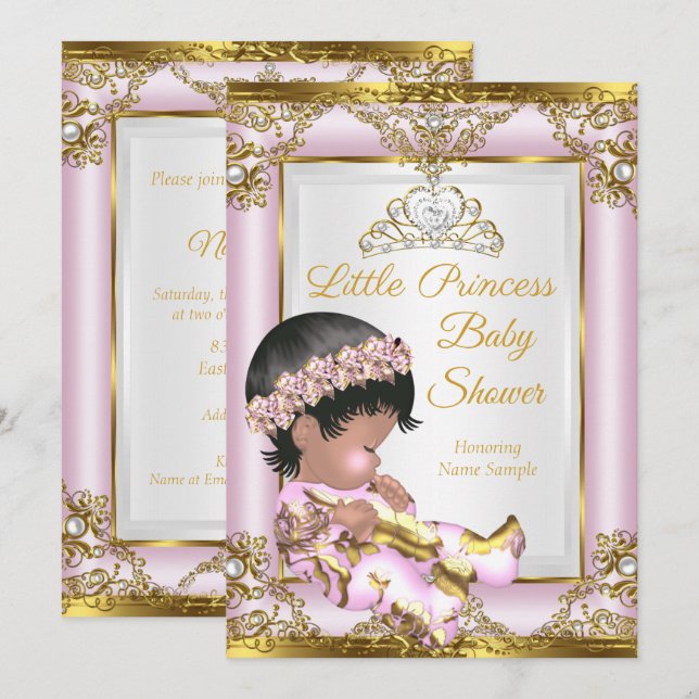 Lilac Pink Gold Princess Baby Shower Invitation (Front/Back)