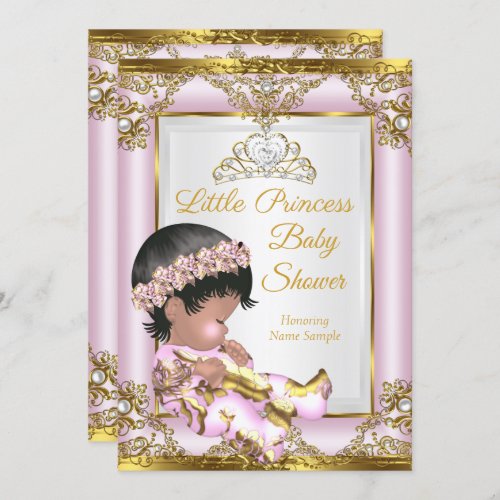 Lilac Pink Gold Princess Baby Shower Invitation