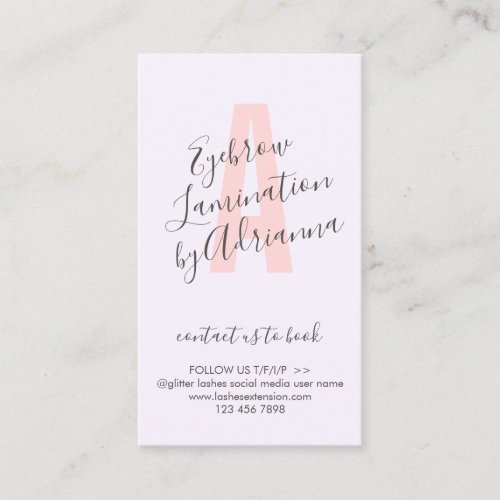 Lilac Pink Lamination Aftercare Advices Business Card