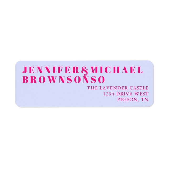 Lilac Pink Minimalistic Wedding Label (Front)