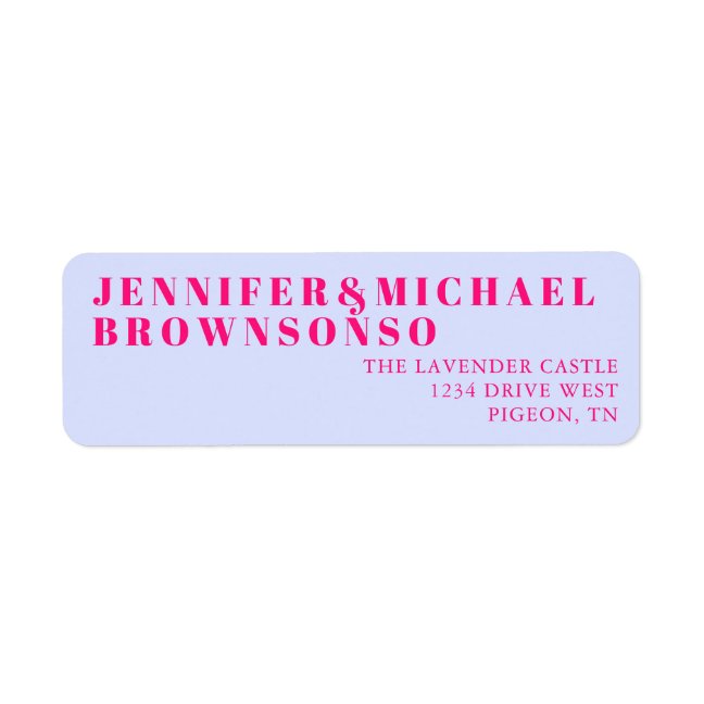 Lilac Pink Minimalistic Wedding Label