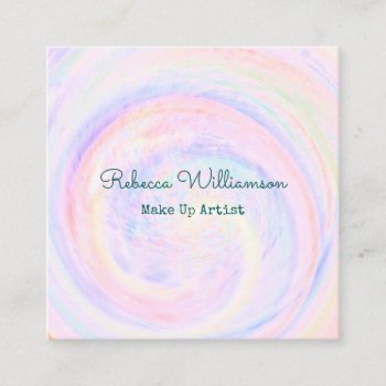 Lilac Pink Pastel Swirl Make Up Artist Square Business Card by TabbyGun at Zazzle