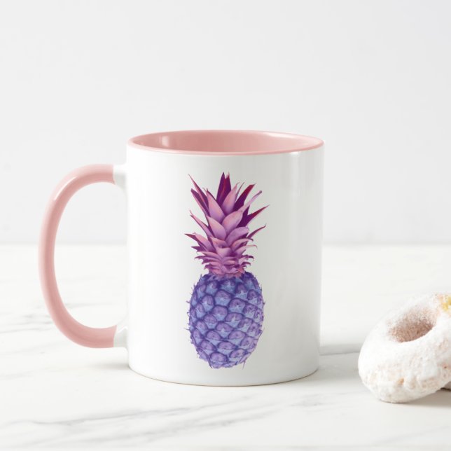 Lilac & Pink Pineapple  Mug (With Donut)