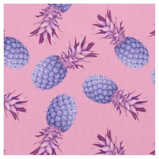 Lilac & Pink Pineapples Pattern Fabric (Close Up)