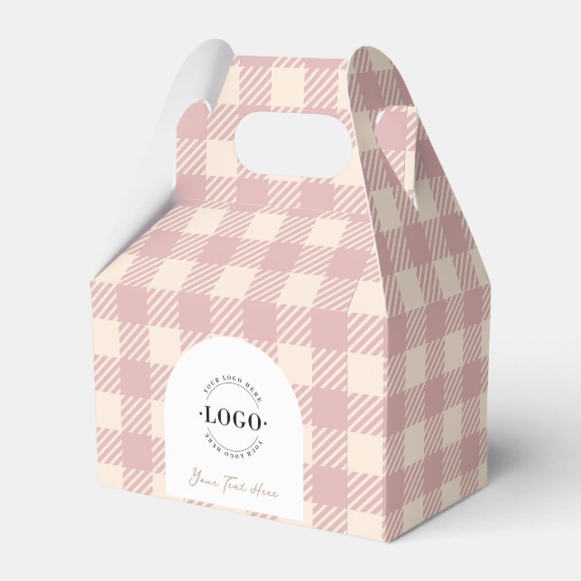 Lilac pink plaid gingham preppy wedding favor box (Front Side)