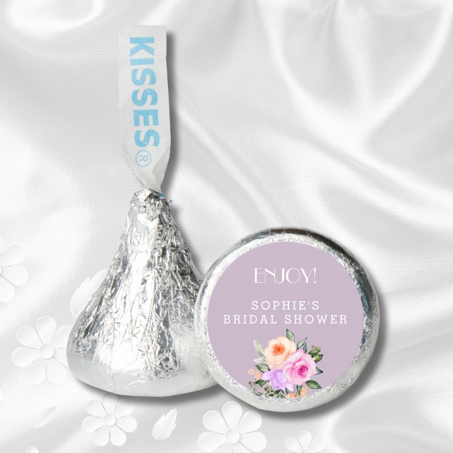Lilac Pink Roses Bright Floral Bridal Shower Hershey®'s Kisses® (Creator Uploaded)