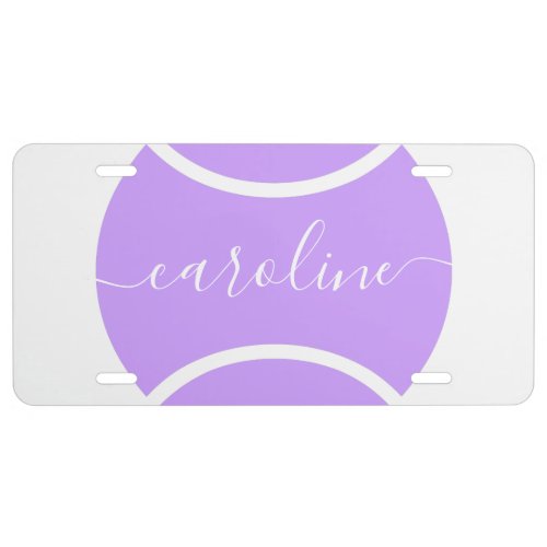 Lilac Pink Tennis Ball Custom Girls Name Sports License Plate