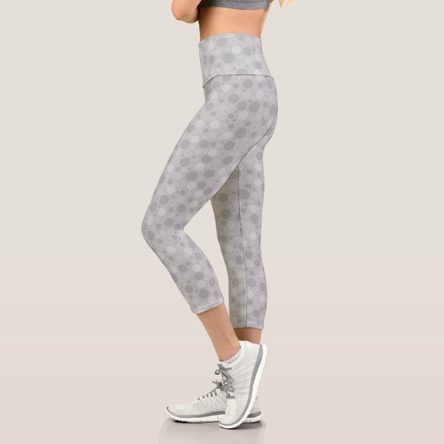 Lilac pink tones with polka dots in retro sixties  capri leggings (Left)