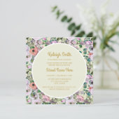 Lilac Pink Watercolor Floral Sage College Trunk Invitation (Standing Front)