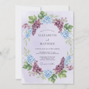 Lilac Plum Hydrangea Eucalyptus Wedding Invitation
