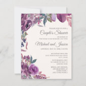 Lilac Plum Purple Floral Couple's Bridal Shower Invitation (Front)