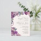 Lilac Plum Purple Floral Couple's Bridal Shower Invitation (Standing Front)