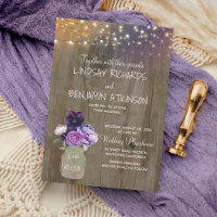 Lilac Plum Purple Floral Mason Jar Rustic Wedding