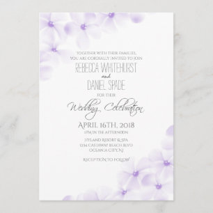 Lilac Plumeria Floral MinimalistWedding Invitation