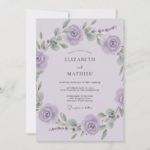Lilac Poetic Floral Wedding Invitation