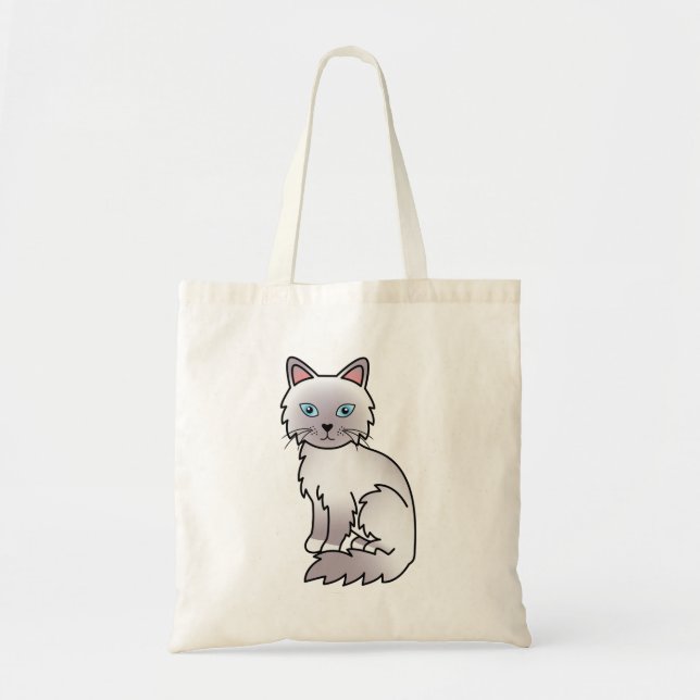 Lilac Point Birman / Ragdoll Cartoon Cat Tote Bag (Front)