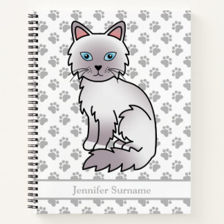 Lilac Point Birman / Ragdoll Cat &amp; Custom Text Notebook