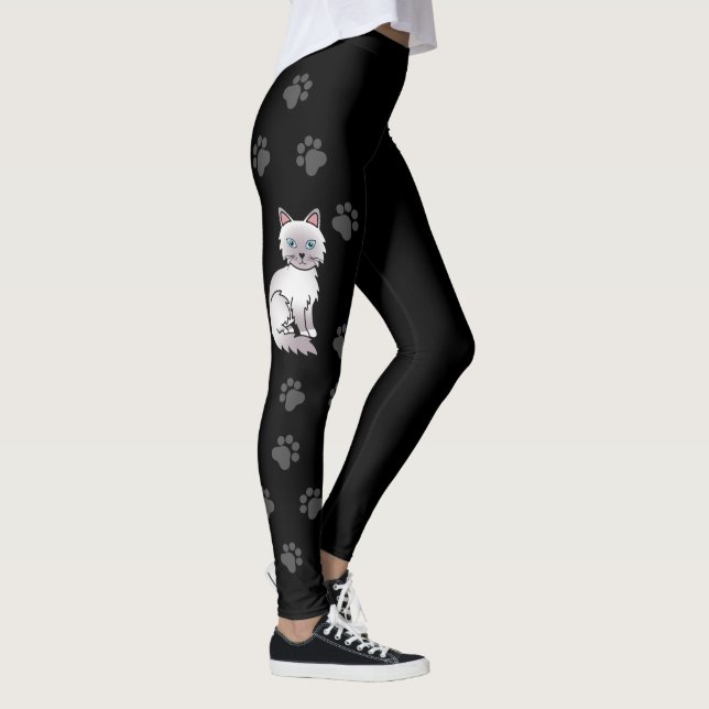 Lilac Point Birman / Ragdoll Cat & Paws Black Leggings (Right)