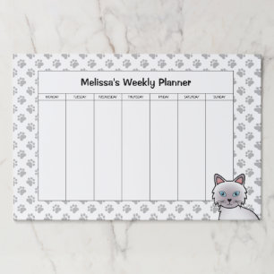 Lilac Point Birman / Ragdoll Cat Weekly Planner Paper Pad