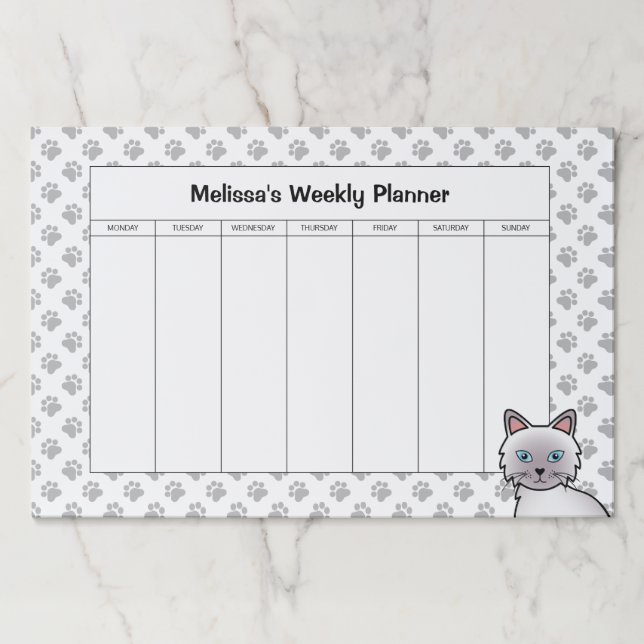 Lilac Point Birman / Ragdoll Cat Weekly Planner Paper Pad (Front)