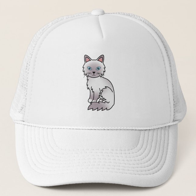 Lilac Point Birman / Ragdoll Cute Cartoon Cat Trucker Hat (Front)