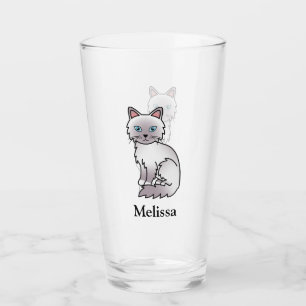 Lilac Point Birman / Ragdoll Cute Cat & Name Glass