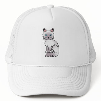 Lilac Point Birman v Ragdoll Cute Cartoon Cat Trucker Hat