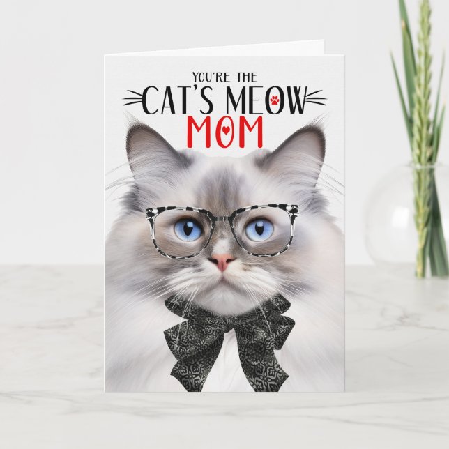 Lilac Point Ragdoll Cat for Mom on Mother's Day Holiday Card (Front)