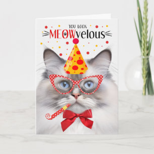 Lilac Point Ragdoll Cat MEOWvelous Birthday Card