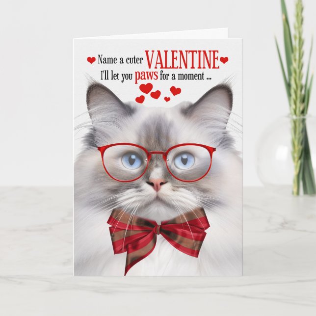 Lilac Point Ragdoll Cat Valentine Feline Humor Holiday Card (Front)