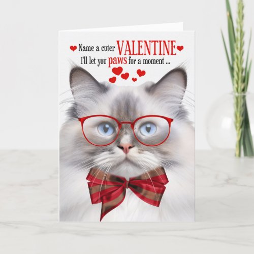 Lilac Point Ragdoll Cat Valentine Feline Humor Holiday Card