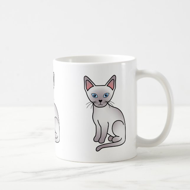 Lilac Point Siamese Breed Cat Cartoon Drawing Coffee Mug (Right)