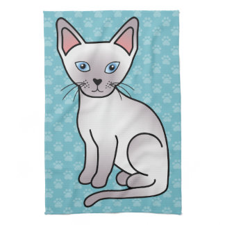 Lilac Point Siamese Breed Cat Cartoon Drawing Towel