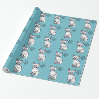 Lilac Point Siamese Breed Cat Cartoon Drawing Wrapping Paper