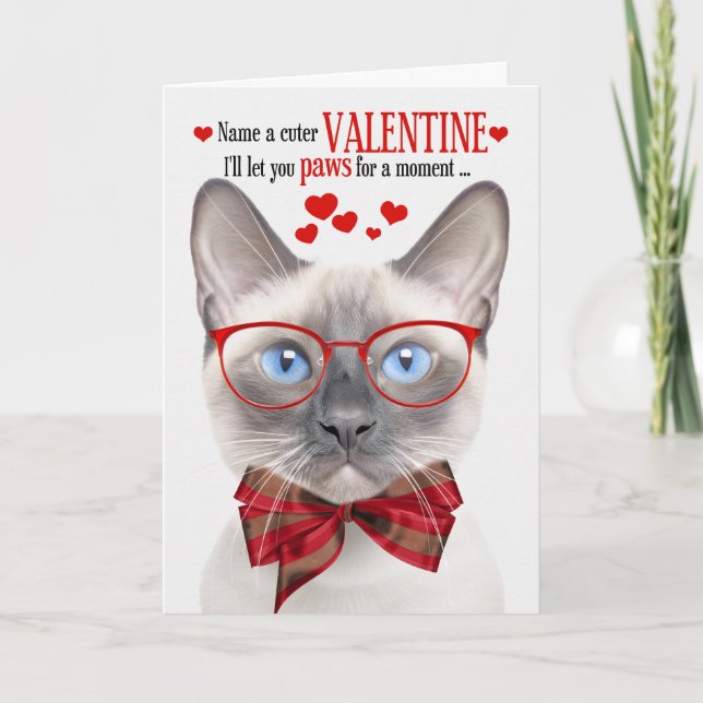 Lilac Point Siamese Cat Valentine Feline Humor Holiday Card (Front)