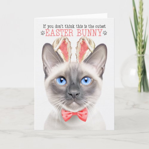 Lilac Point Siamese Cutest Easter Bunny Kitty Puns Holiday Card