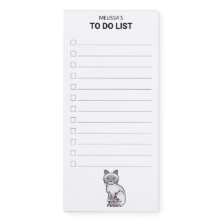 Lilac Point Tabby Birman Cat To Do List &amp; Name Magnetic Notepad