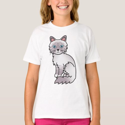 Lilac Point Tabby Birman  Ragdoll Cartoon Cat T_Shirt
