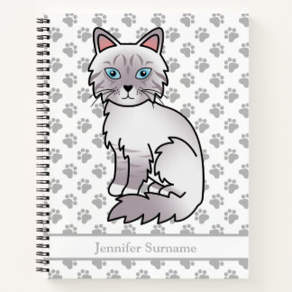 Lilac Point Tabby Birman/Ragdoll Cat &amp; Custom Text Notebook