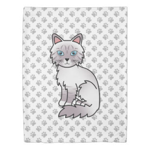Lilac Point Tabby Birman / Ragdoll Cute Cat & Paws Duvet Cover