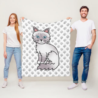 Lilac Point Tabby Birman / Ragdoll Cute Cat &amp; Paws Fleece Blanket