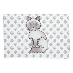 Lilac Point Tabby Birman / Ragdoll Cute Cat & Paws Pillow Case