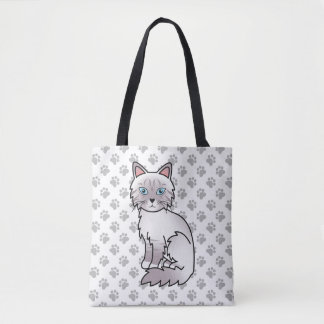 Lilac Point Tabby Birman / Ragdoll Cute Cat &amp; Paws Tote Bag