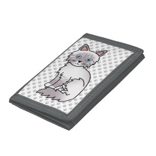 Lilac Point Tabby Birman / Ragdoll Cute Cat & Paws Trifold Wallet