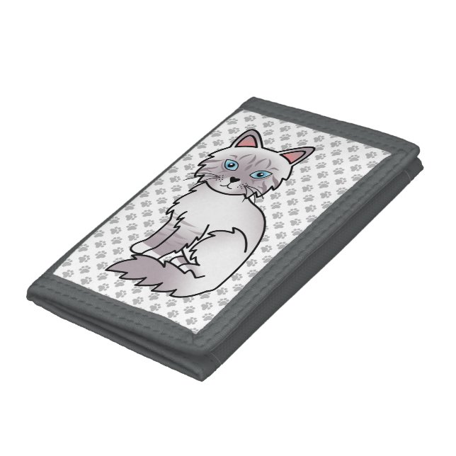 Lilac Point Tabby Birman / Ragdoll Cute Cat & Paws Trifold Wallet (Bottom)