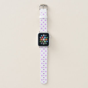 Lilac polka crosses on white apple watch band